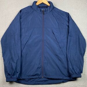 SCOTTeVEST Pack Windbreaker Men's Size L Blue Full Zip Hooded Jacket Large EUC
